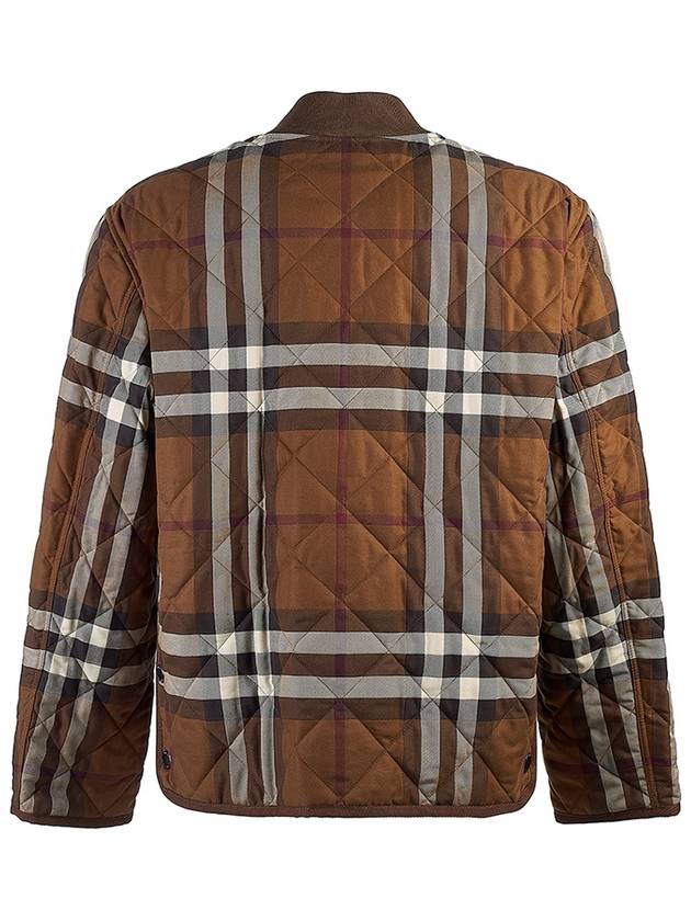 Burberry Check Stripe Quilted Bomber Jacket Brown