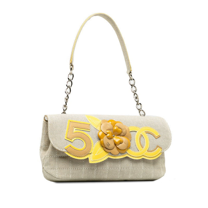 Top Quality Chanel Cocomark Chocolate Bar Camellia Chain Shoulder Bag Beige Yellow Canvas Patent Leather Lady CHANEL