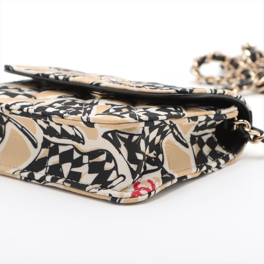 Top Quality Chanel Flag Print Canvas Chain Shoulder Bag Beige Gold  Nonevelty