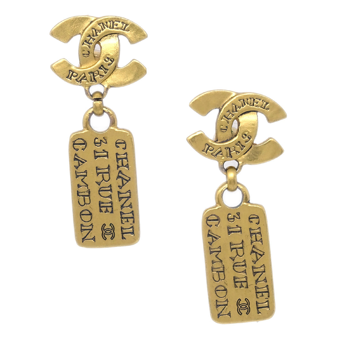 Top Quality Chanel Dangle Pierced Earrings Gold 99A