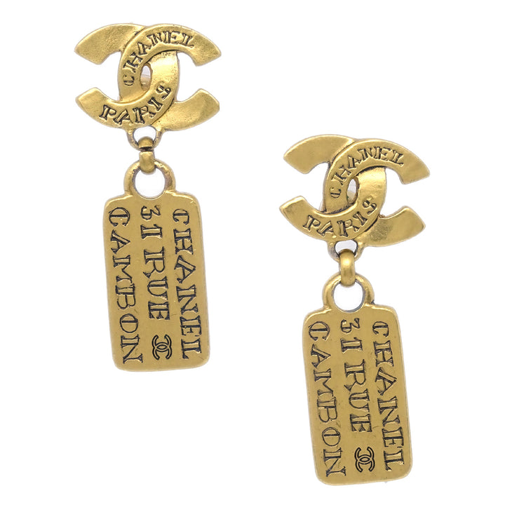 Top Quality Chanel Dangle Pierced Earrings Gold 99A