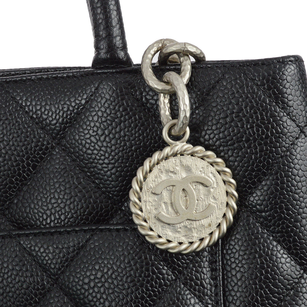 Top Quality Chanel Black Caviar Medallion Tote Handbag