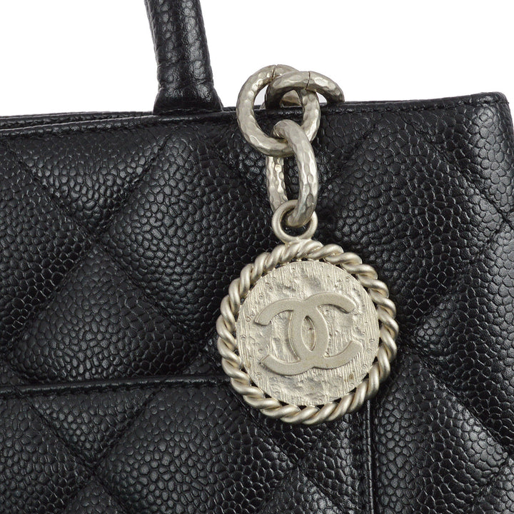 Top Quality Chanel Black Caviar Medallion Tote Handbag