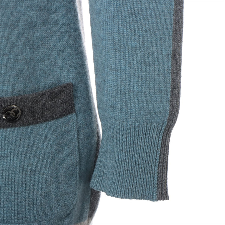 Top Quality Chanel Coconut Button Casimir Cardigan 34  Blue x Grey P46784