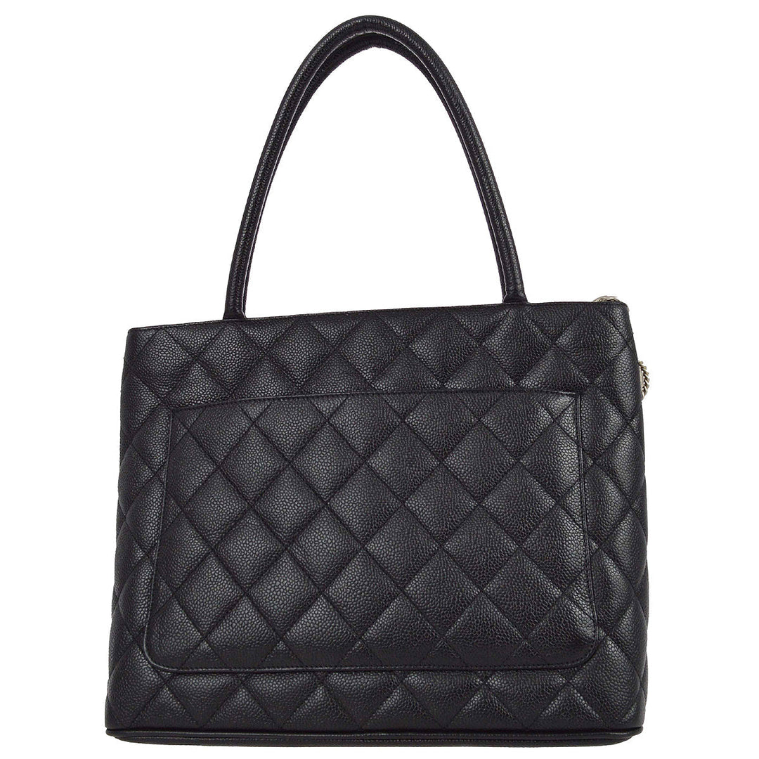 Top Quality Chanel Black Caviar Medallion Tote Handbag