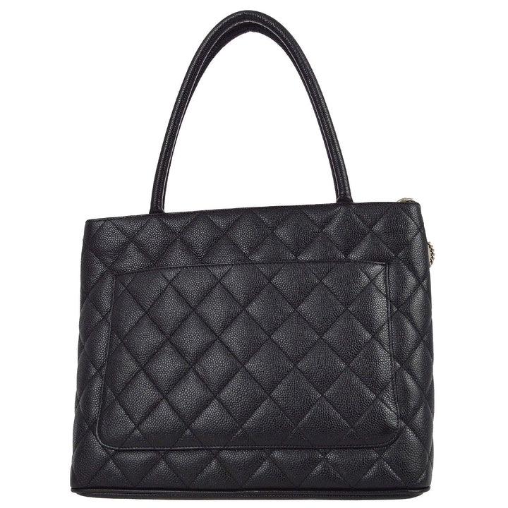 Top Quality Chanel Black Caviar Medallion Tote Handbag