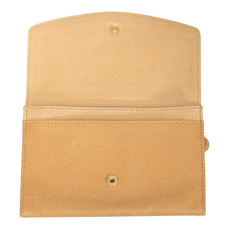 Top Quality Chanel Cocomark Double Folded Wallet Beige Caviar   CHANEL