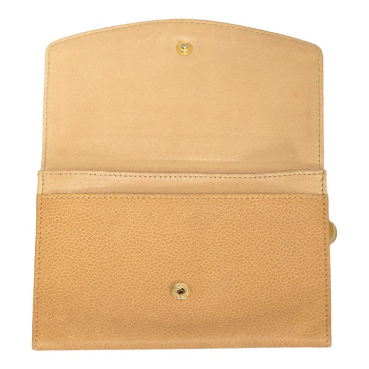 Top Quality Chanel Cocomark Double Folded Wallet Beige Caviar   CHANEL