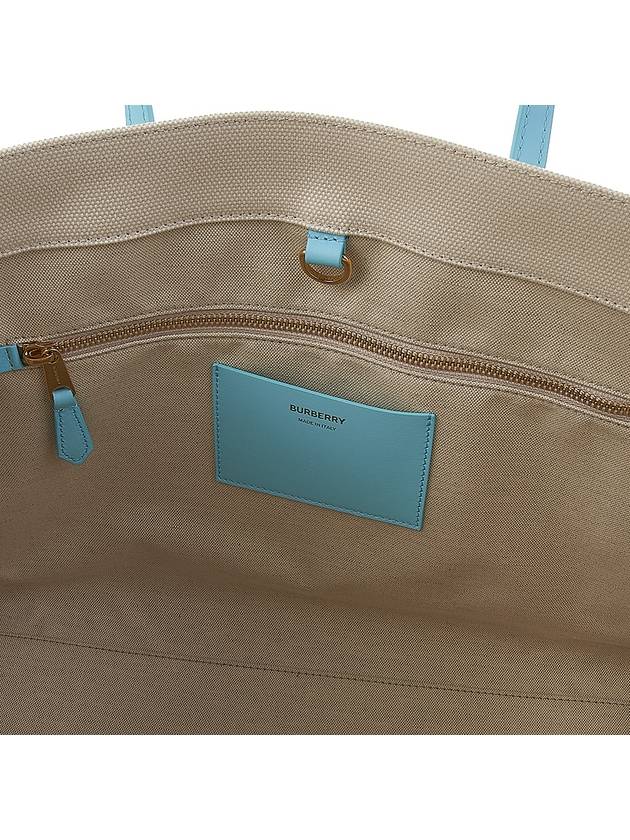 Burberry Freya Logo Print Medium Canvas Tote Bag Natural Blue