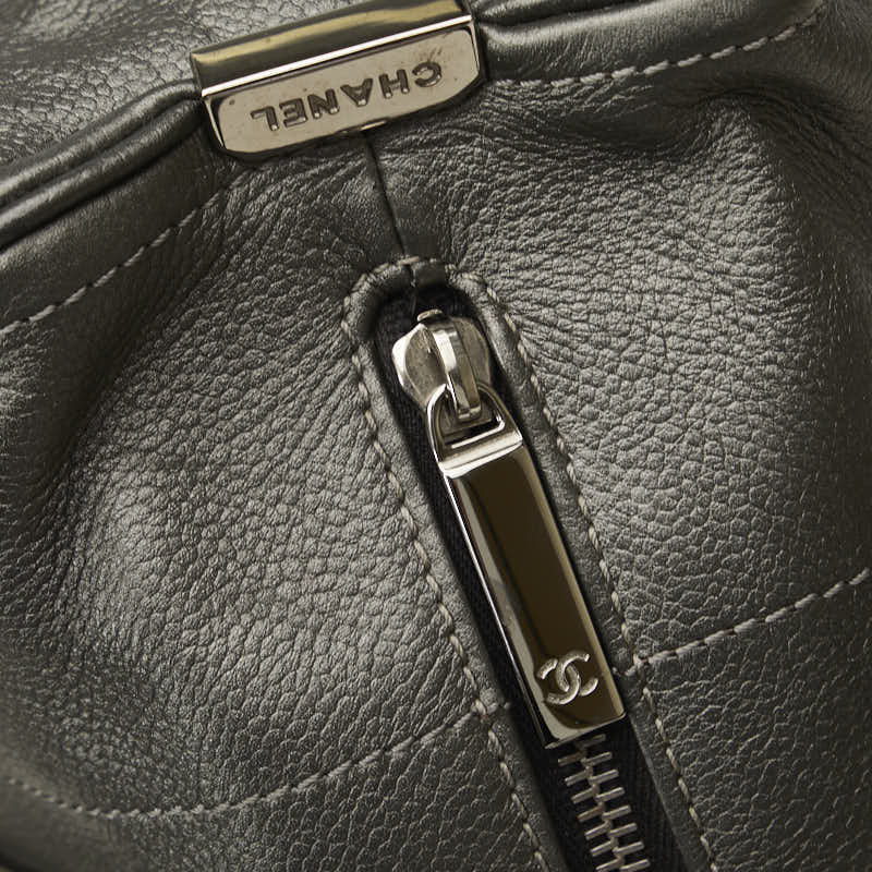 Top Quality Chanel Chocolate Bar Mini Boston Bag Handbag Gray Leather Lady Chanel