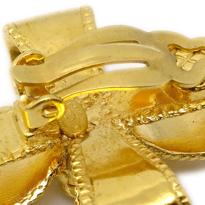 Top Quality Chanel 1997 Ribbon Cross Earrings Clip-On