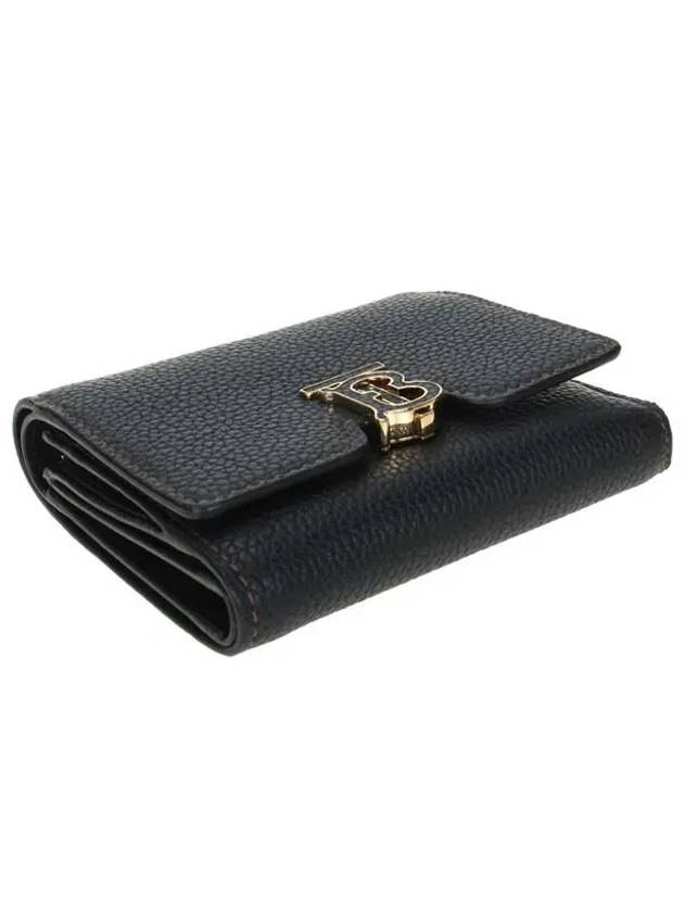 Burberry Monogram Motif Grainy Leather Folding Wallet Black