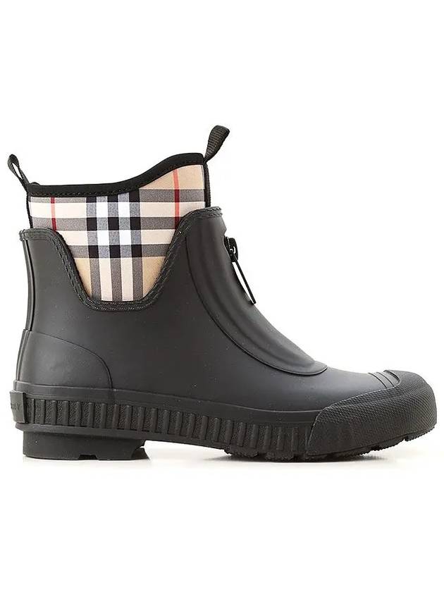 Burberry Vintage Check Neoprene Rubber Rain Boots Black Archive Beige