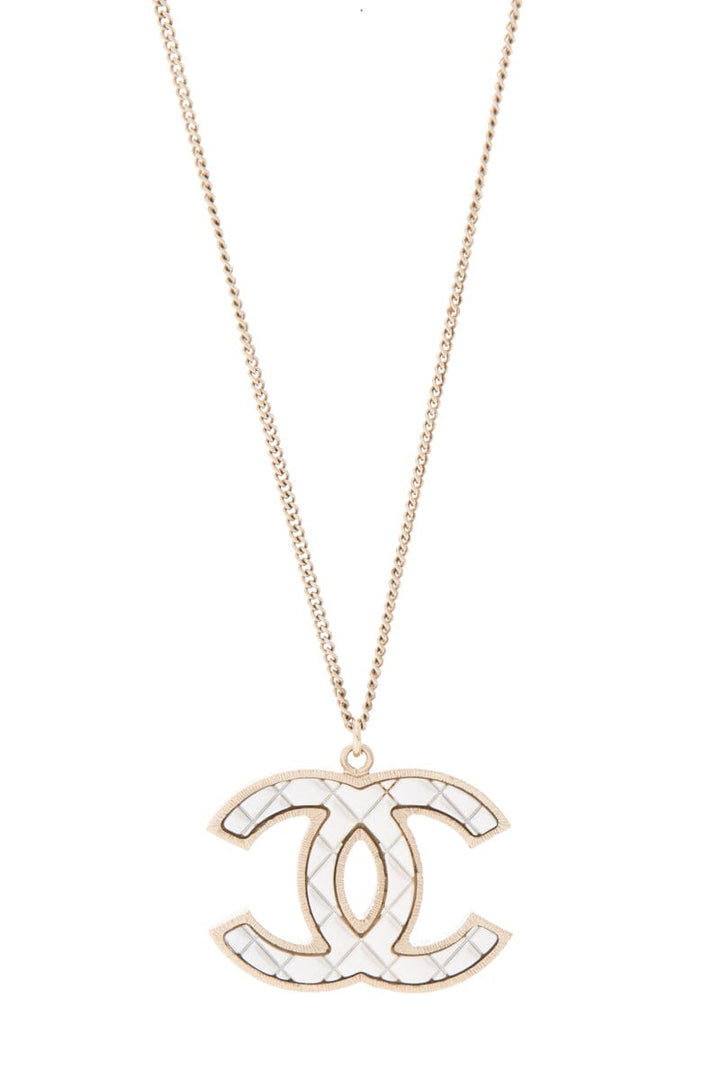 Top Quality Chanel 2016 Gold Quitled CC Pendeant Necklace