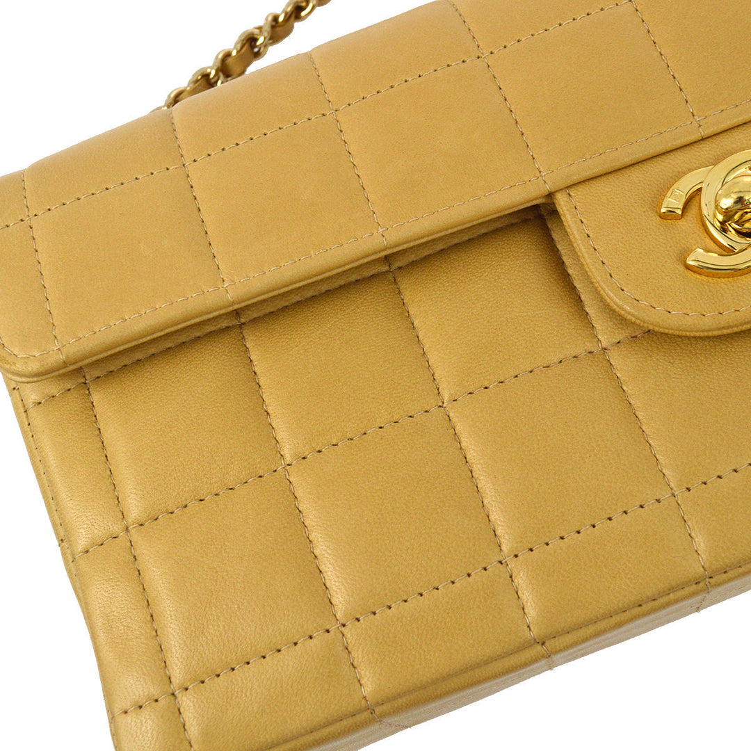 Top Quality Chanel 2004-2005 Beige Lambskin East West Choco Bar Chain Shoulder Bag
