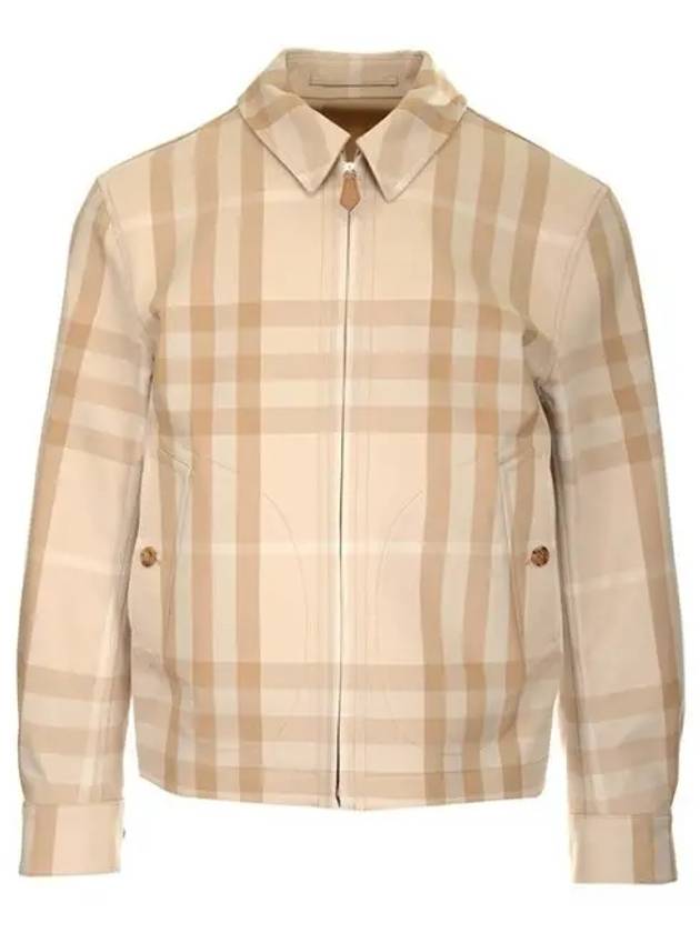 Burberry Men's Reversible Check Cotton Collar Zip-Up Jacket Beige