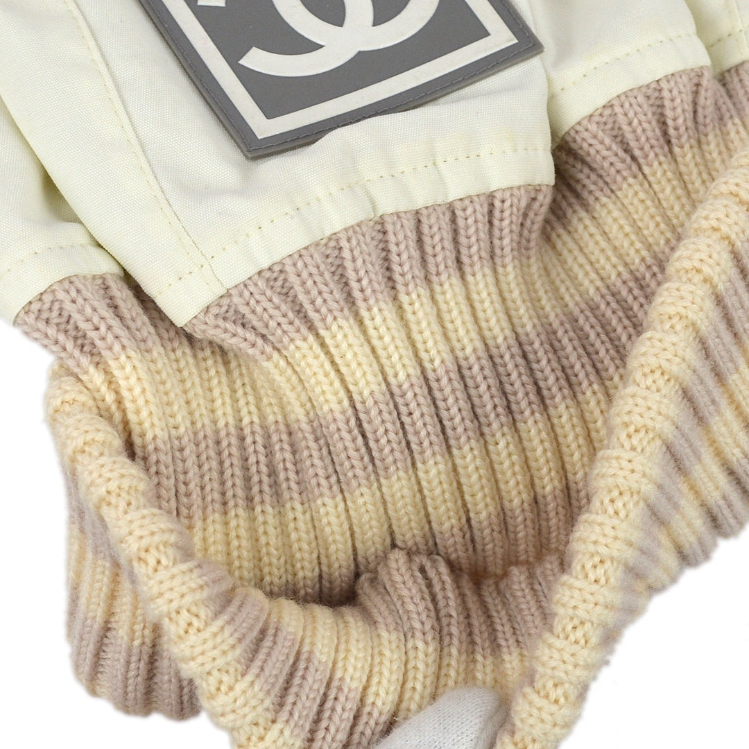 Top Quality Chanel Ivory Sport Line Knitted Hat Small New #M