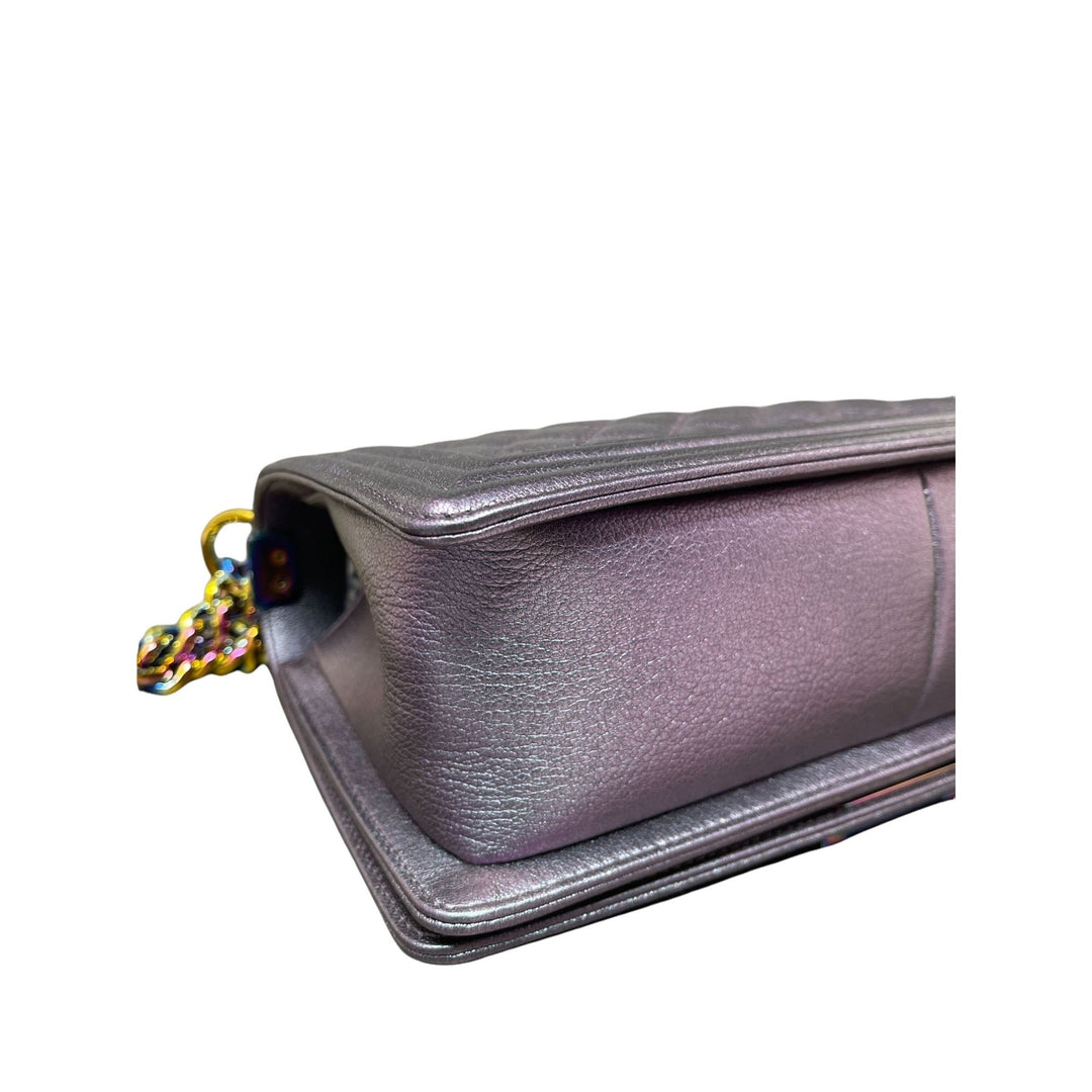 Top Quality Chanel Top Quality Chanel Boy New Bag Quilted Iridescent Goatskin Old Medium - Purple