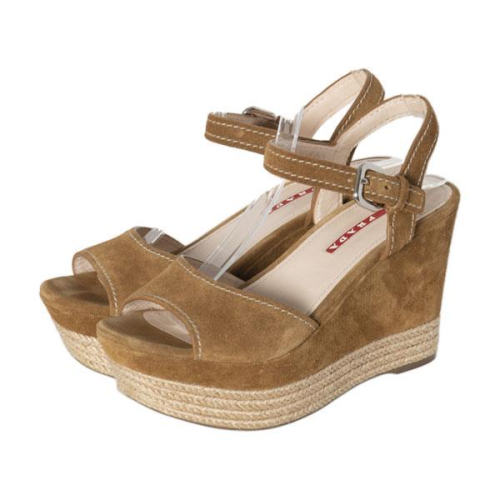 Prada Suede Slingback Espadrille Wedges
