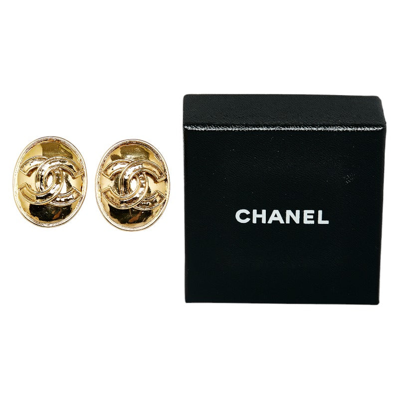 Top Quality Chanel Vintage Cocomark Oval Earring Gold  Ladies Chanel