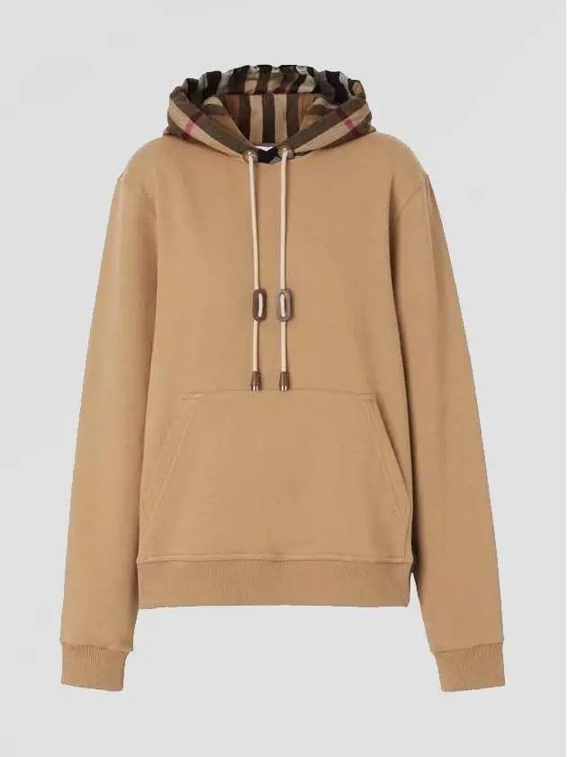 Burberry Check Cotton Oversized Hoodie Camel