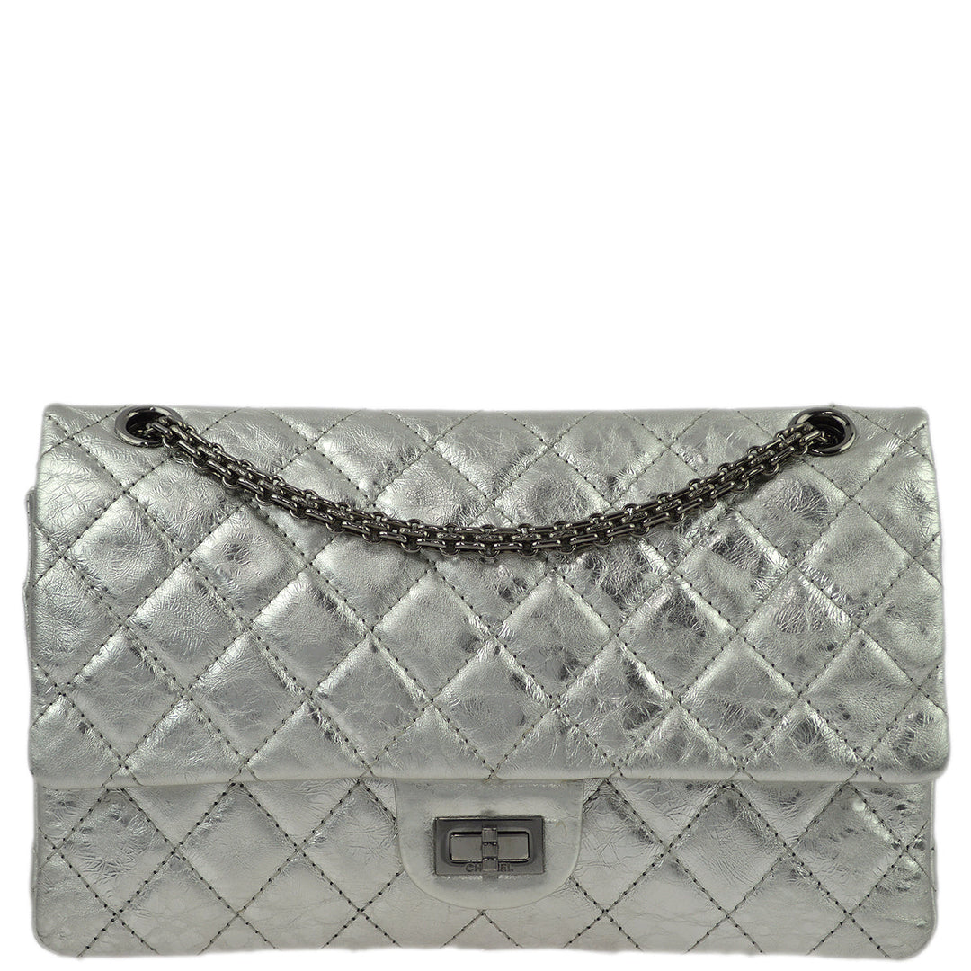 Top Quality Chanel Silver Lambskin 2.55 Classic Double Flap Shoulder Bag