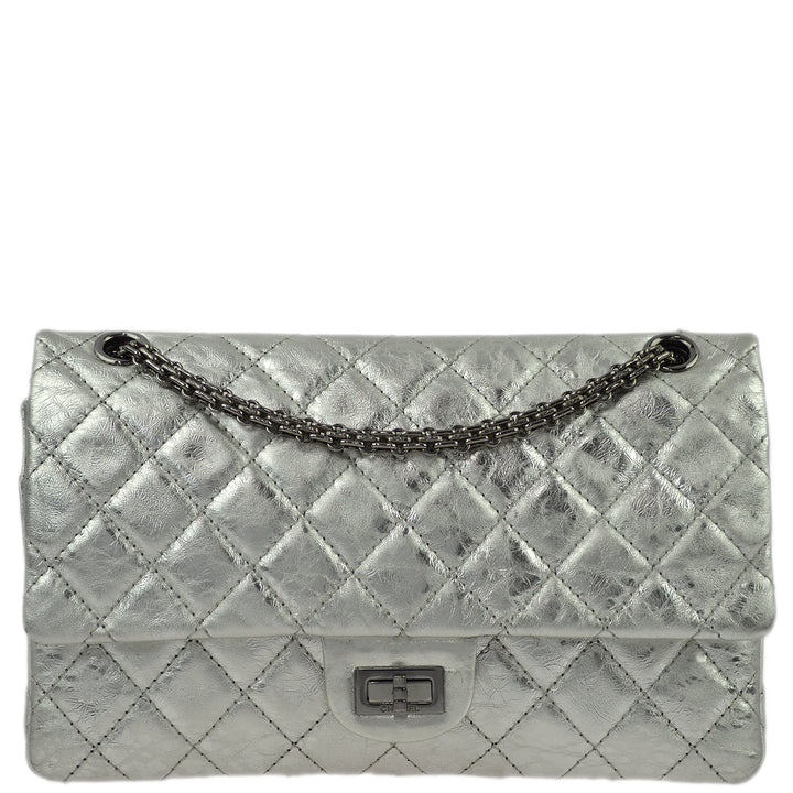 Top Quality Chanel Silver Lambskin 2.55 Classic Double Flap Shoulder Bag