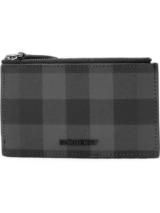 Burberry Check Zip Card Wallet Grey
