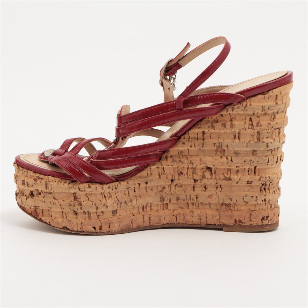 Top Quality Chanel Patent Leather Sandal 35 1/2  Red Ride