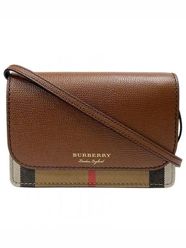Burberry Hampshire House Check Crossbody Bag Tan Brown
