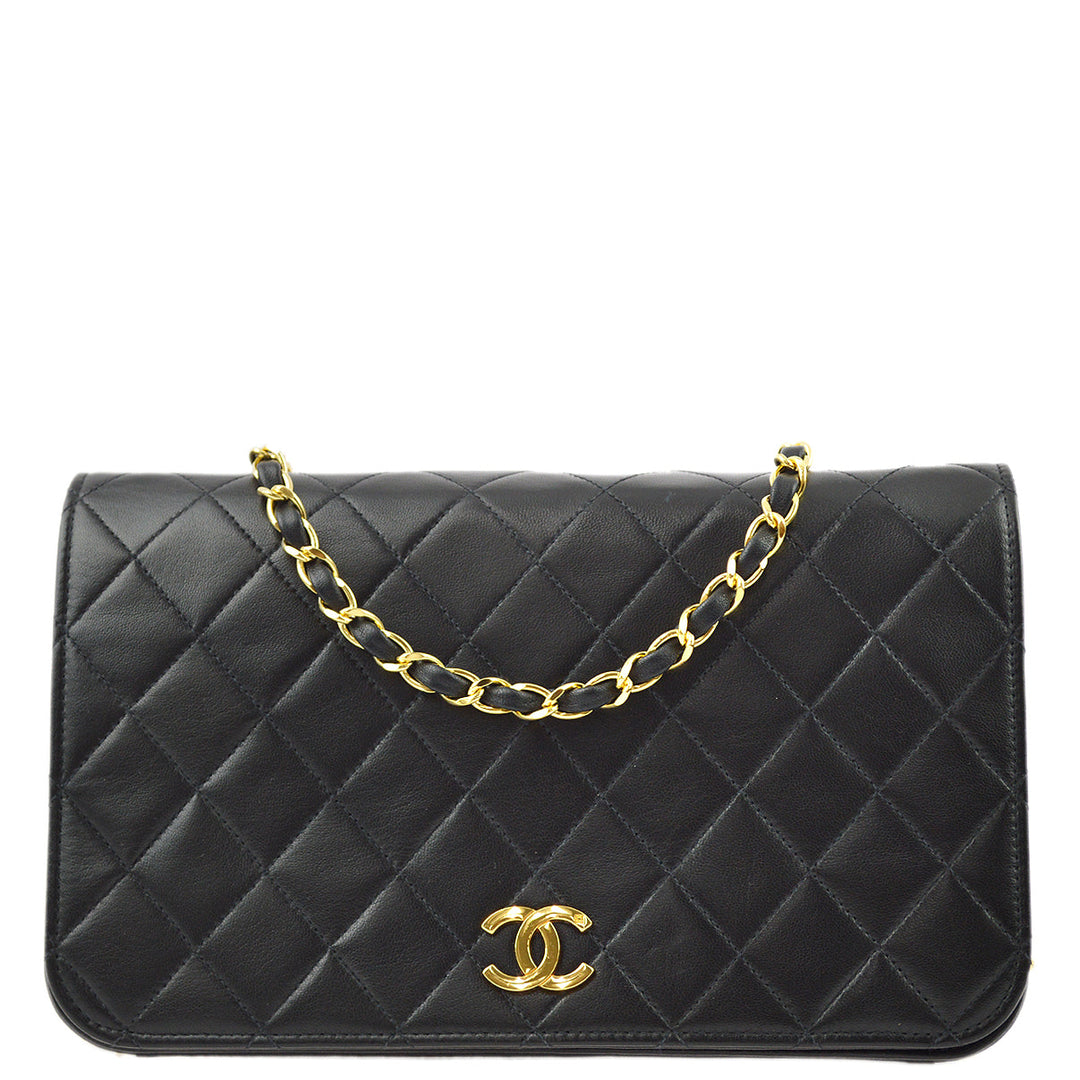 Top Quality Chanel Black Lambskin Pushlock Small Full Flap Shoulder Bag