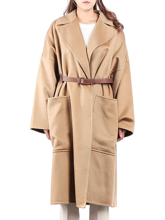 Burberry Belted Midi Single Coat Camel