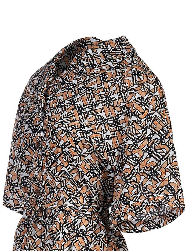 Burberry Monogram Logo Print Silk Midi Dress