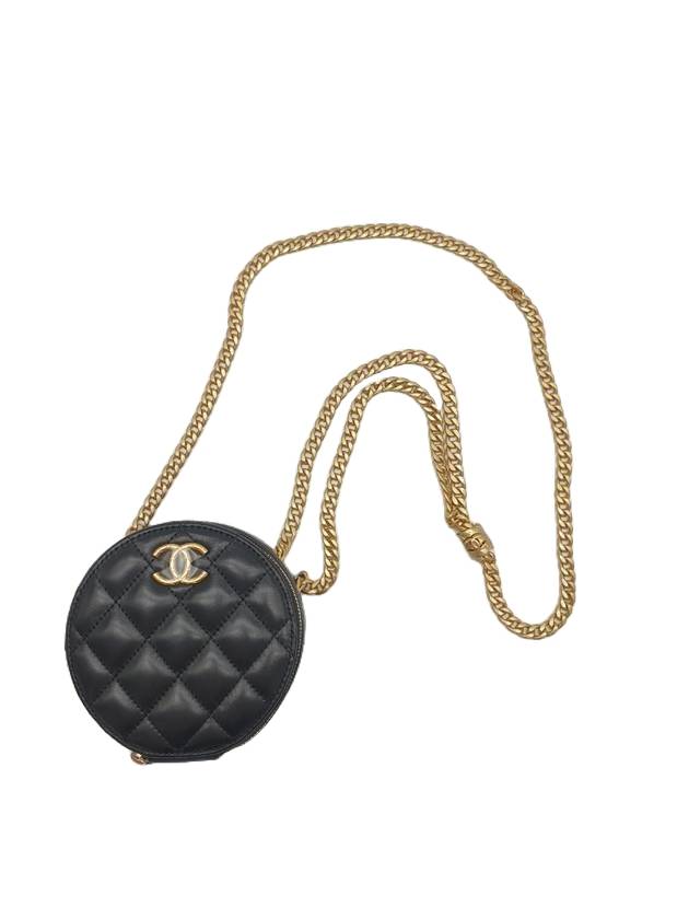 Quilted Ball Chain Mini Lambskin Cross Bag Black Chanel