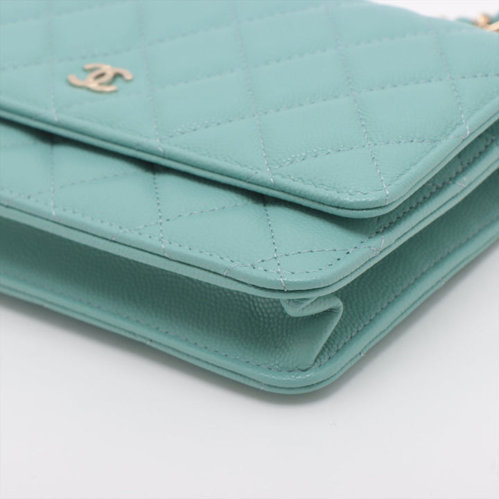 Top Quality Chanel Matrasse Caviar S Chain Wallet Blue Silver G  29th
