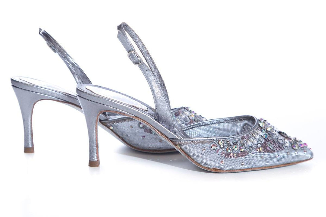 Rene Caovilla Silver Slingbacks SZ 37