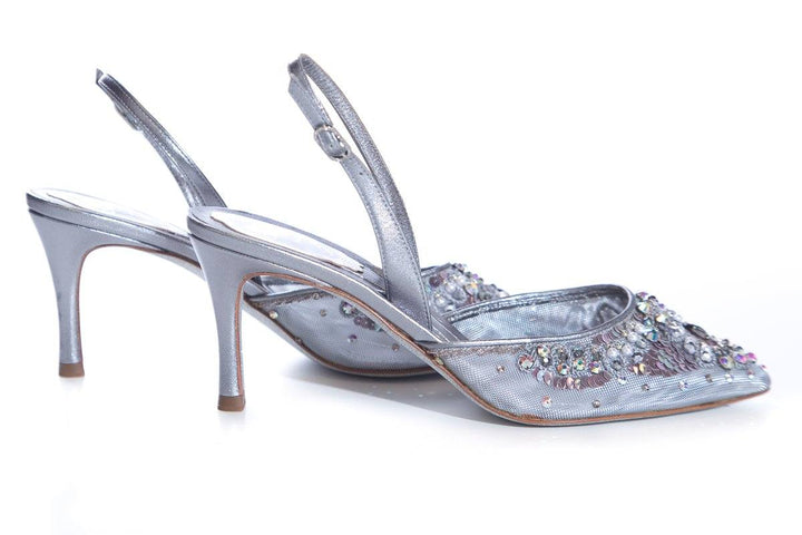 Rene Caovilla Silver Slingbacks SZ 37