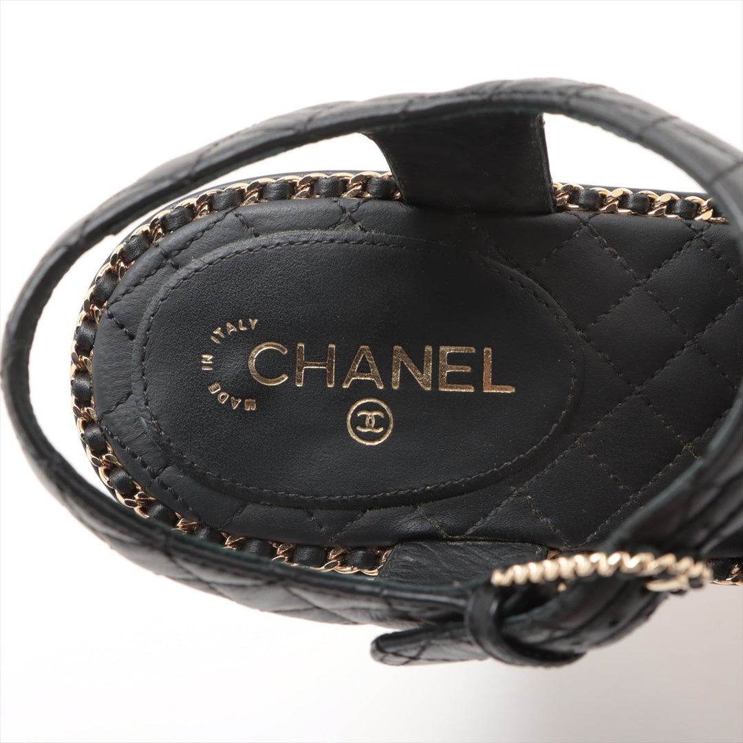 Top Quality Chanel Coco Matrasse Leather Sandal 37  Black G30758