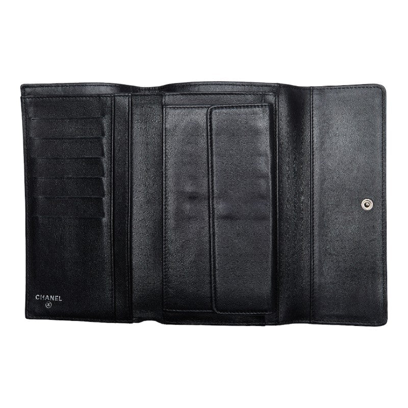 Top Quality Chanel Cocomark Three Folded Wallet Metal Curry Patent Leather  CHANEL