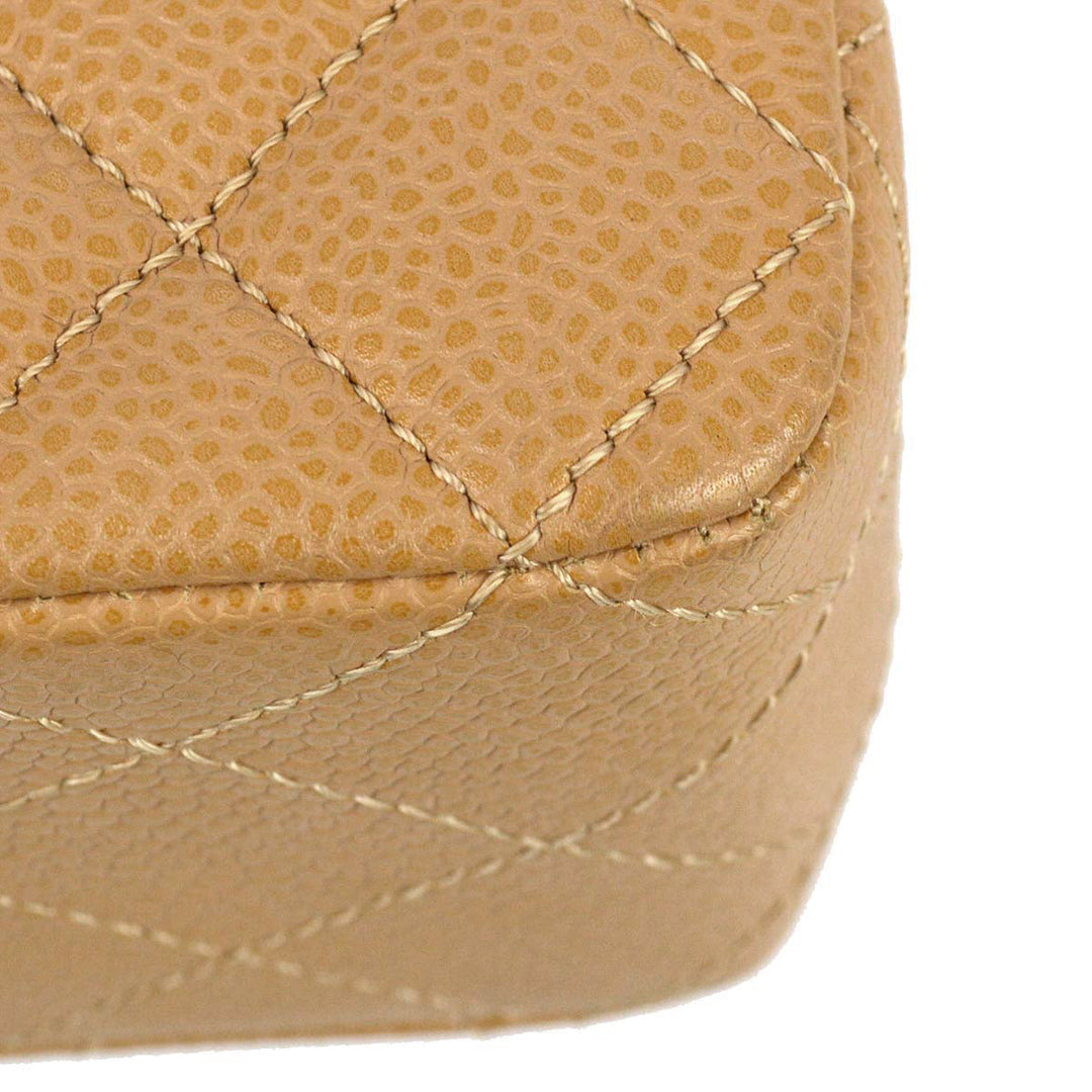 Top Quality Chanel 2004-2005 Classic Double Flap Medium Beige Caviar