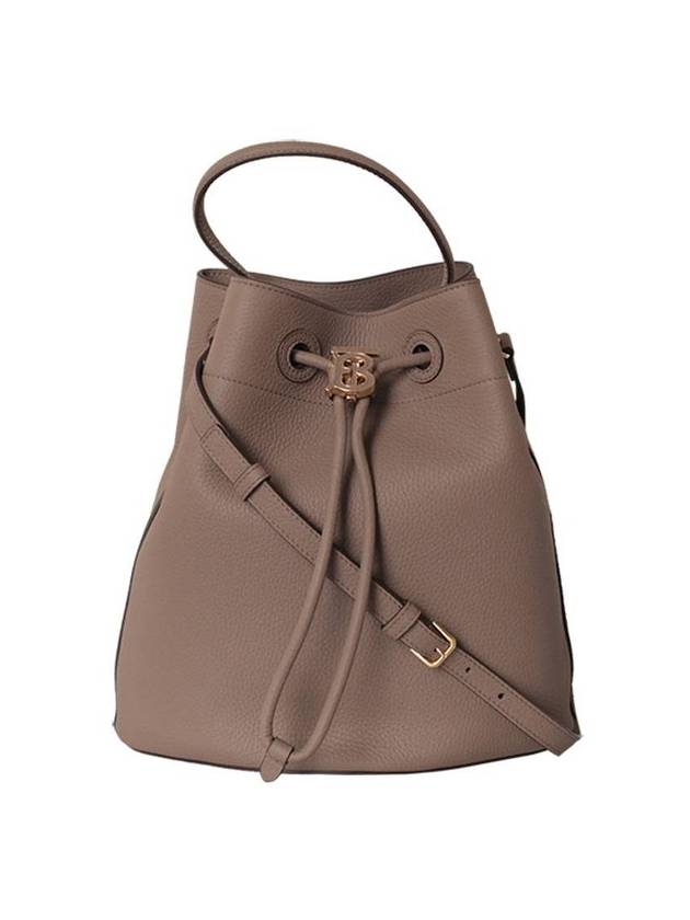 Burberry WoMen's Grainy Leather Small TB Bucket Bag Light Saddle Brown