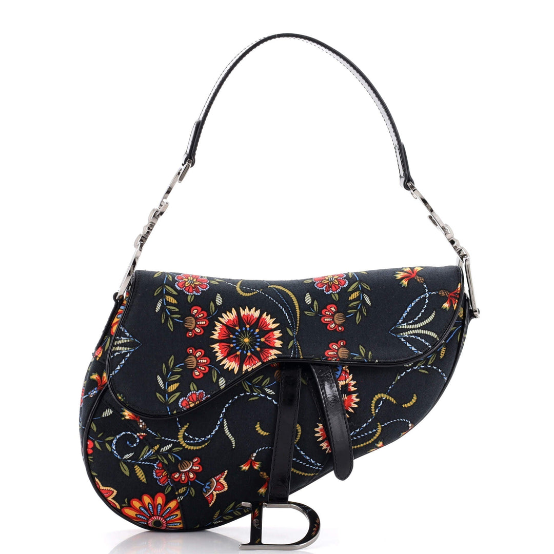 Top quality Dior Vintage Saddle Bag Printed Canvas Medium