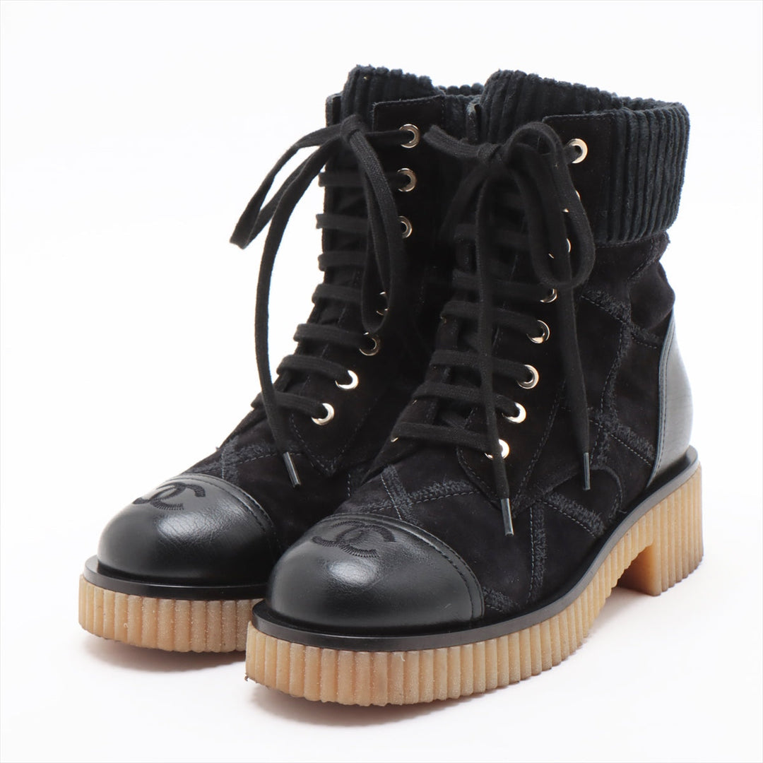Top Quality Chanel Coco Leather X Suede Shoes 36  Black G36536 Matrasse