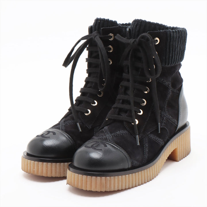 Top Quality Chanel Coco Leather X Suede Shoes 36  Black G36536 Matrasse