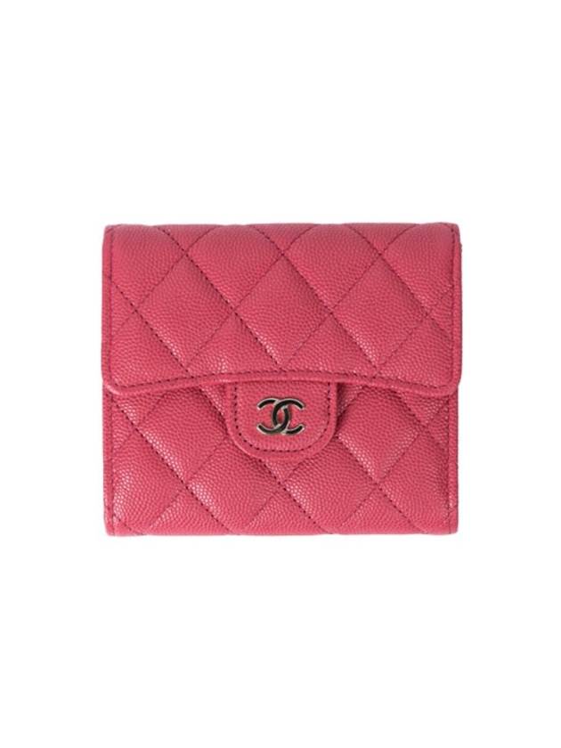 Classic Gold Logo Half Wallet Pink Chanel