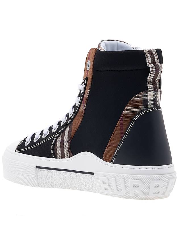 Burberry Vintage Check Cotton Neoprene High Top Sneakers Dark Birch Brown