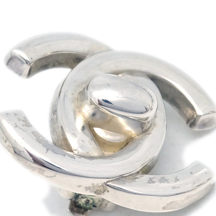 Top Quality Chanel CC Turnlock Earrings Clip-On Silver Small 96A