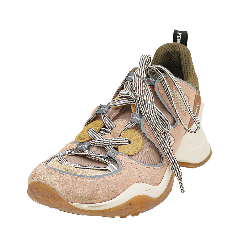 Fendi Brown Ffluid Suede Mesh Low Top Sneakers 39.5