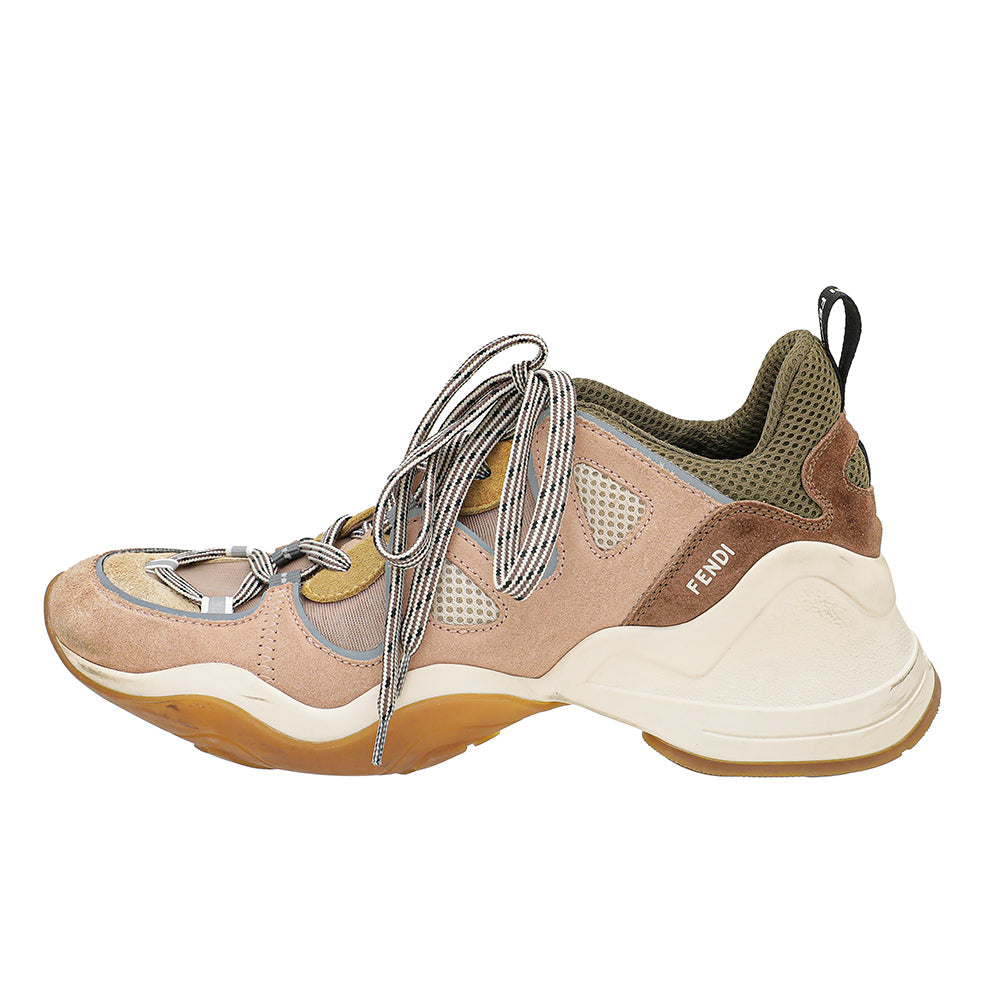 Fendi Brown Ffluid Suede Mesh Low Top Sneakers 39.5