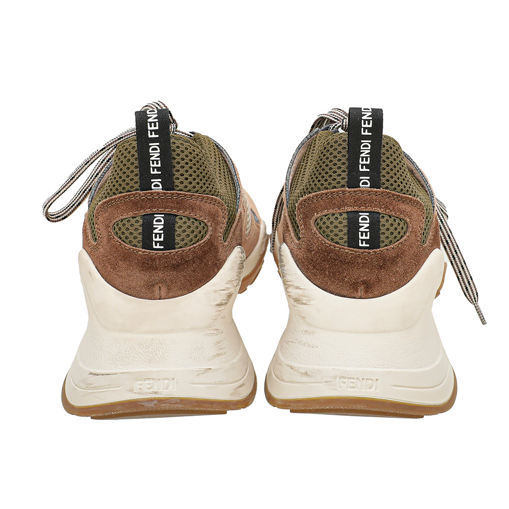 Fendi Brown Ffluid Suede Mesh Low Top Sneakers 39.5